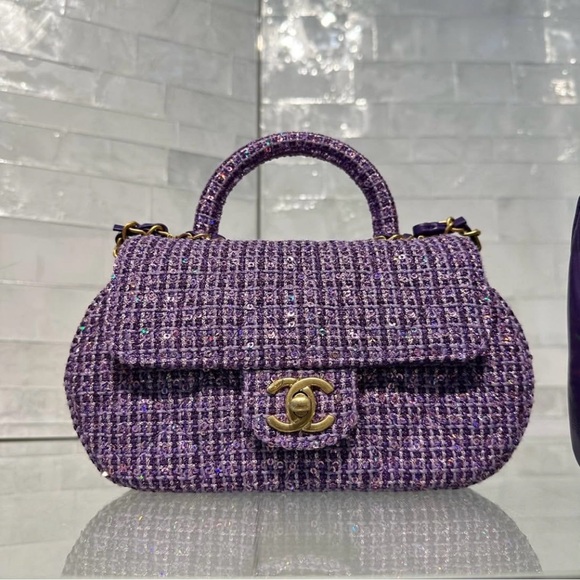 Chanel Purple Tweed Handbag - Picture 1 of 6